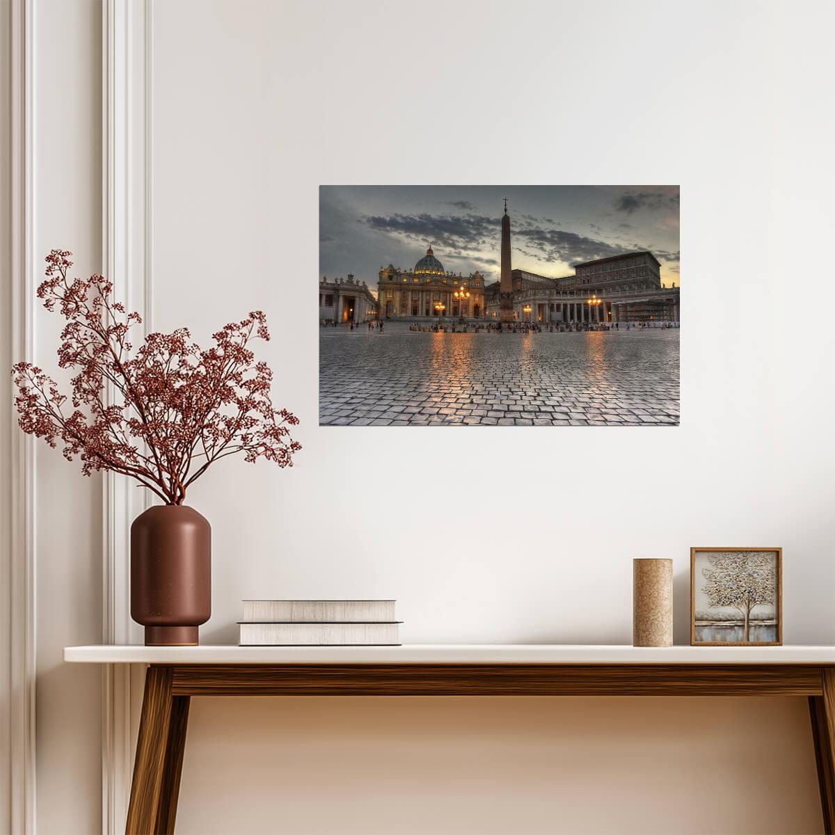 Sunset in St. Peter's Square | Vatican City Rome Photography | Italy Landmark Poster - Photography Poster