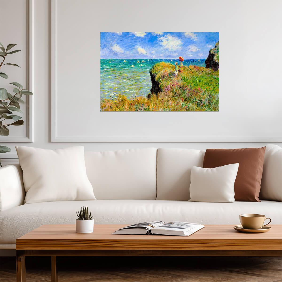 Claude Monet "The Cliff Walk at Pourville" | Impressionist Art | Classic Painting Poster - Graphic & Art Poster