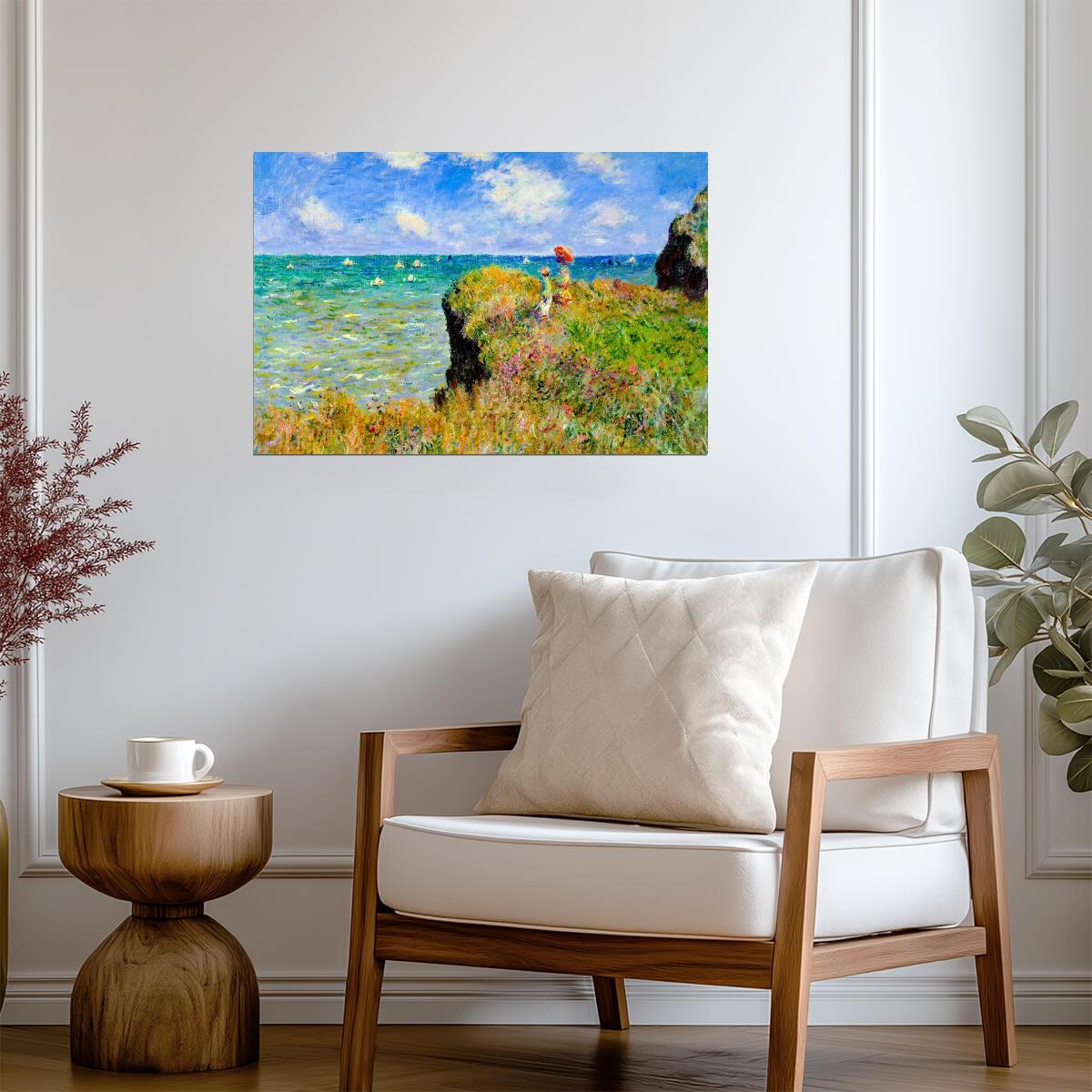 Claude Monet "The Cliff Walk at Pourville" | Impressionist Art | Classic Painting Poster - Graphic & Art Poster