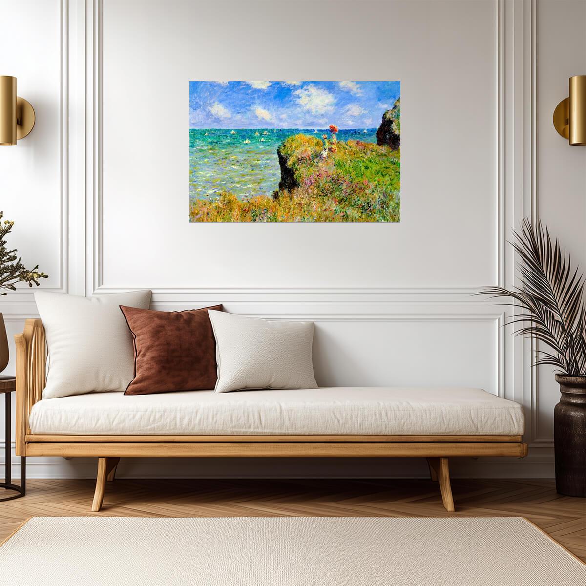 Claude Monet "The Cliff Walk at Pourville" | Impressionist Art | Classic Painting Poster - Graphic & Art Poster