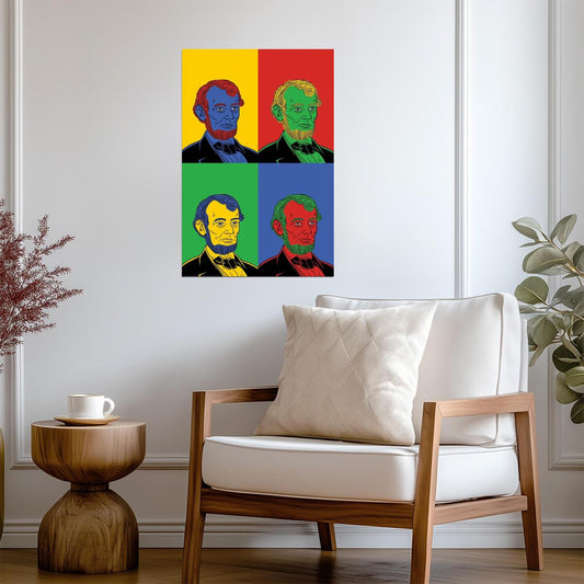 Abraham Lincoln Pop Art | Multicolor Stylized Portrait | Historical Figure Poster - Graphic & Art Poster