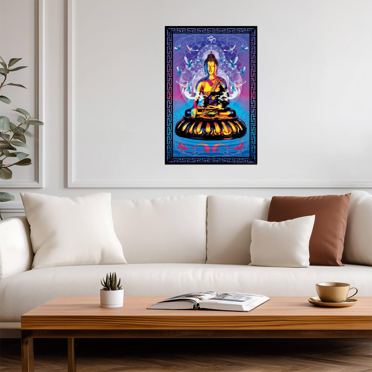 Buddha Fractal Art | Psychedelic Spiritual Poster | Zen Meditation Wall Decor - Graphic & Art Poster