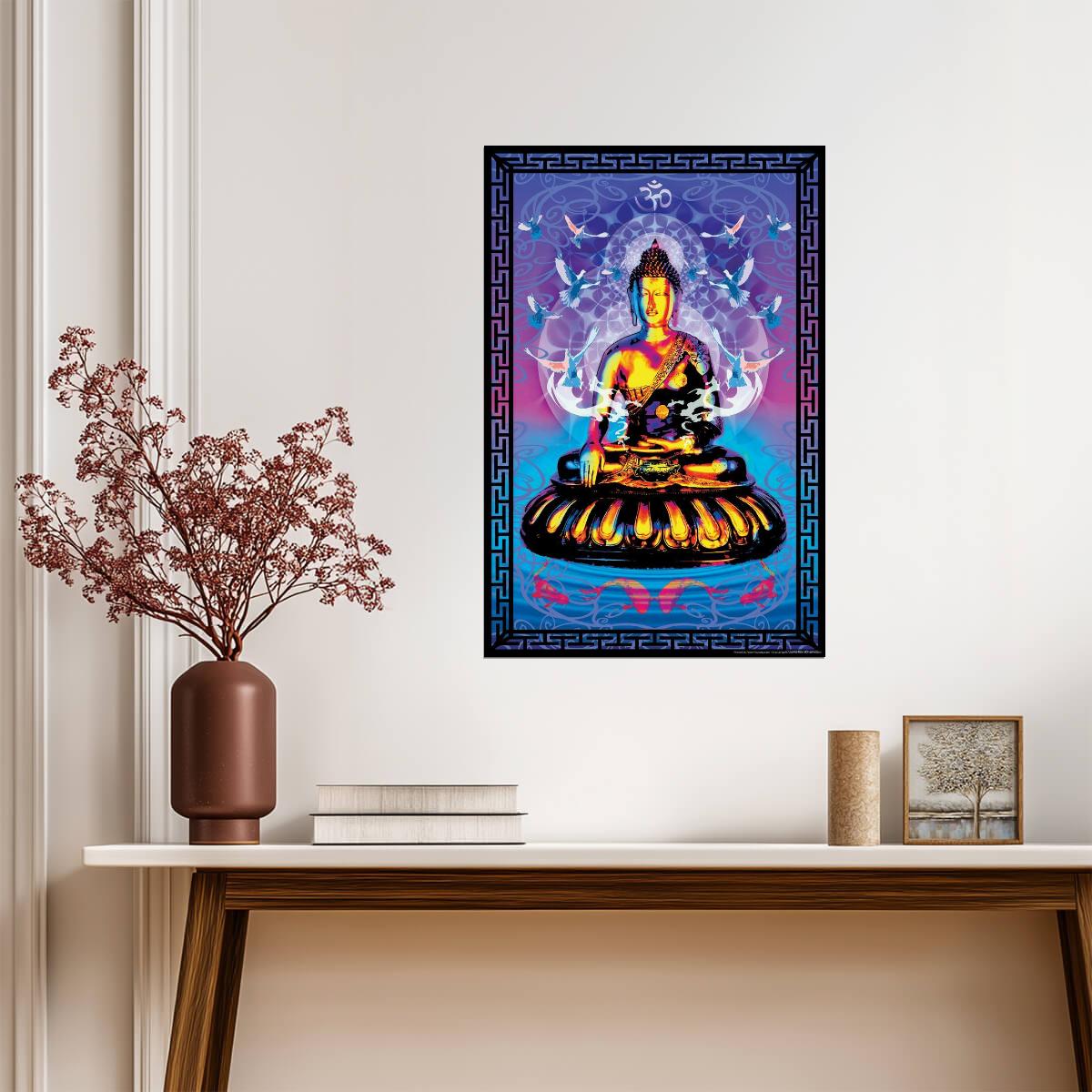 Buddha Fractal Art | Psychedelic Spiritual Poster | Zen Meditation Wall Decor - Graphic & Art Poster