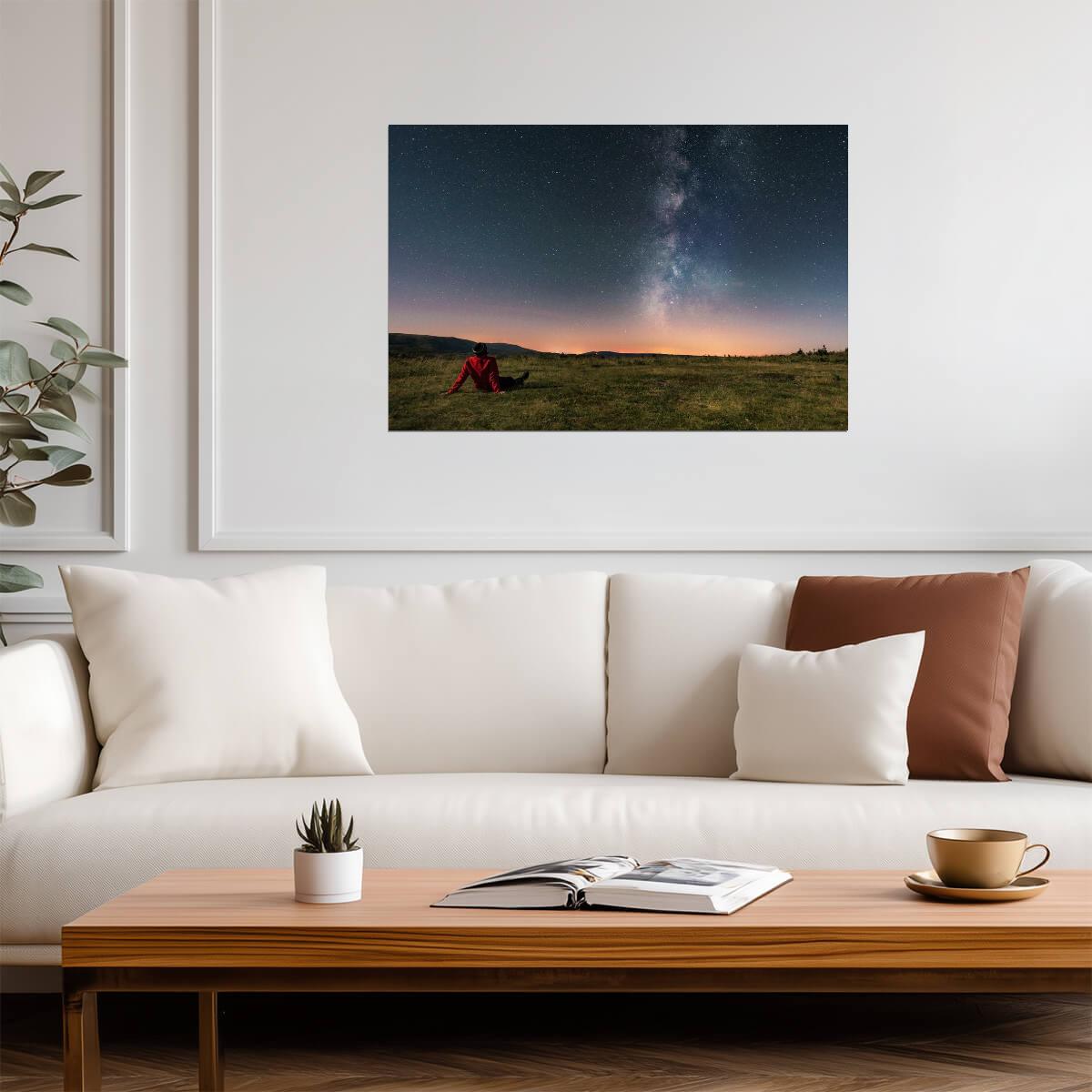 Watching The Milky Way at Night | Starry Sky Photography | Astrophotography Poster - Photography Poster