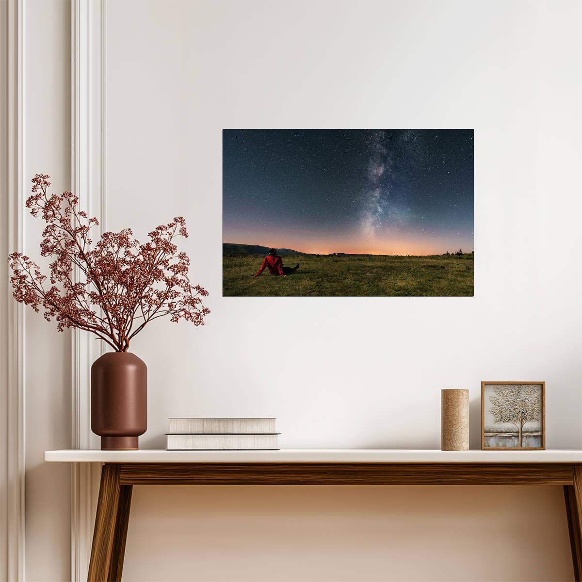 Watching The Milky Way at Night | Starry Sky Photography | Astrophotography Poster - Photography Poster