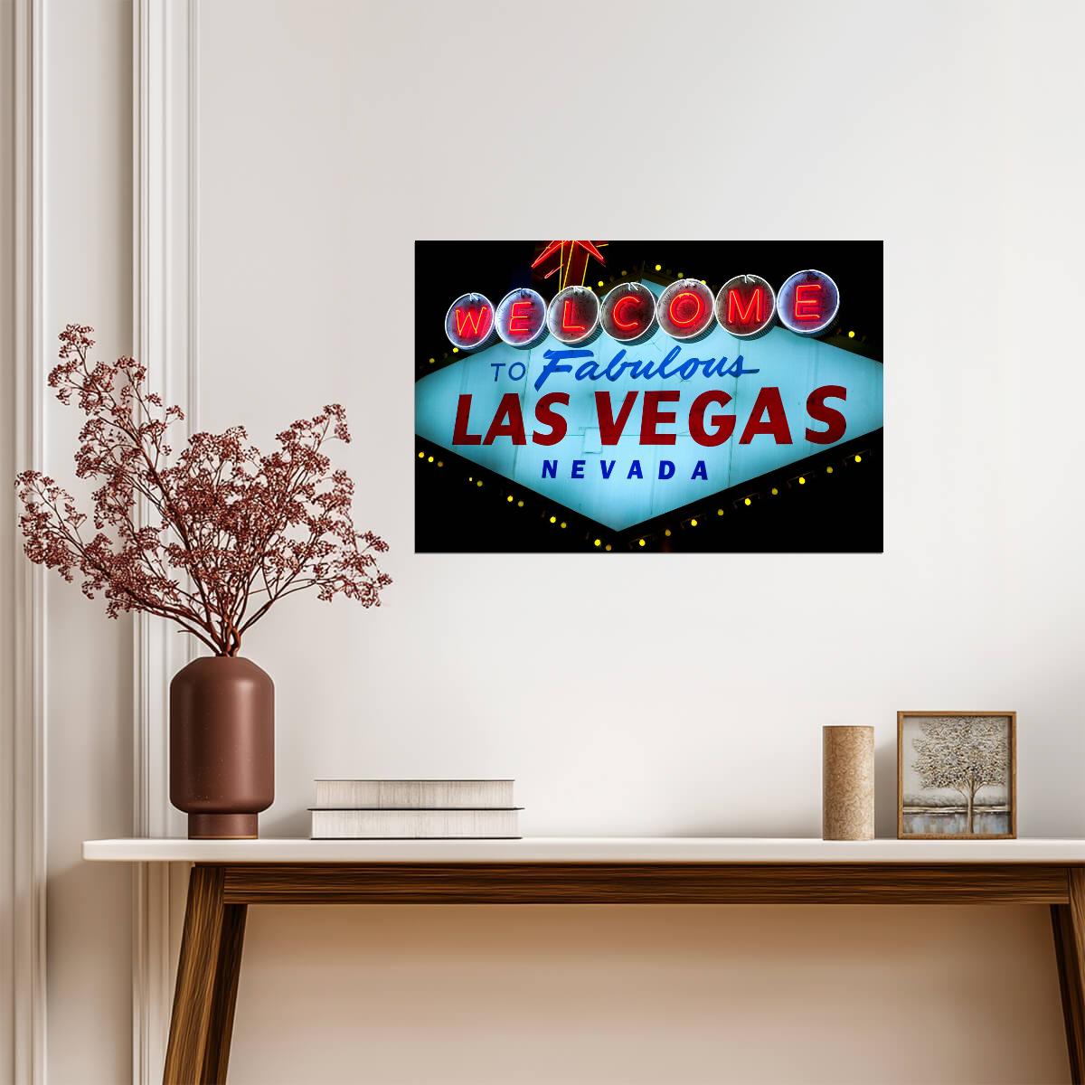 "Welcome To Fabulous Las Vegas" Sign | Iconic Nevada Landmark | Retro City Poster - Type & Quotes Poster