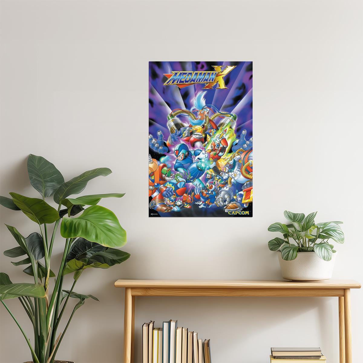Mega Man X Cover Poster | Retro SNES Video Game Art | 90s Gaming Decor