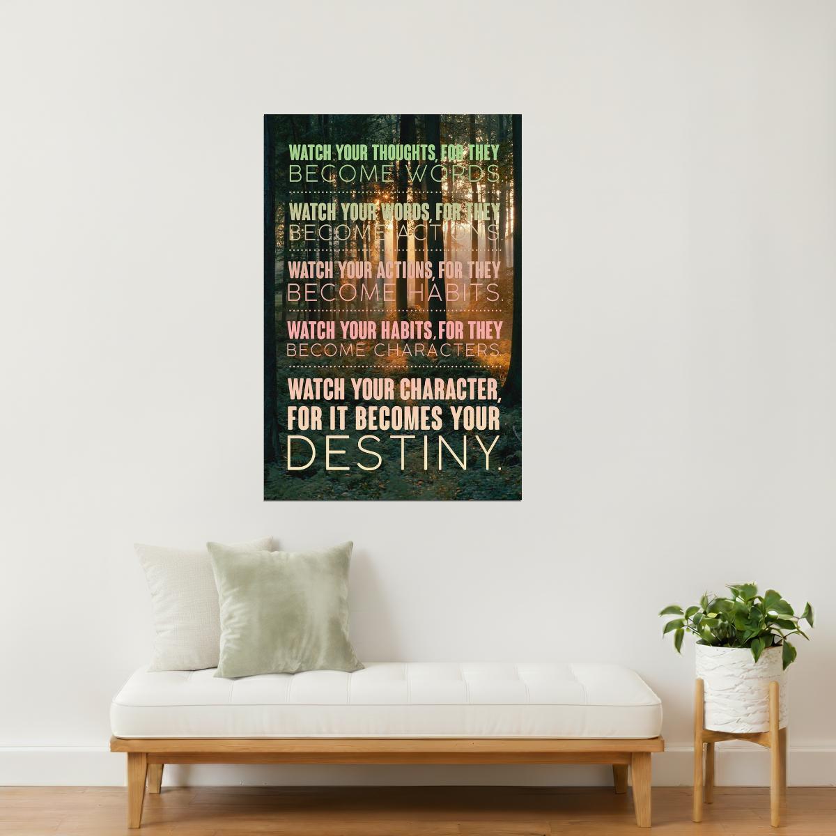 Watch Your Thoughts | Motivational Poster (Forest Background)