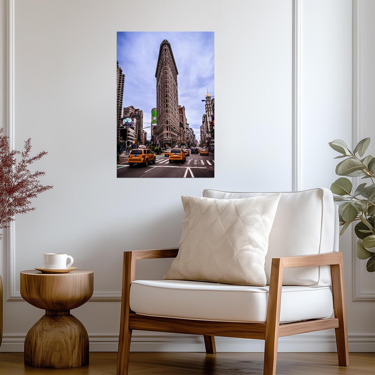 Taxi Cabs Near the Flatiron Building | New York City Photography | Urban Street Scene Poster - Photography Poster
