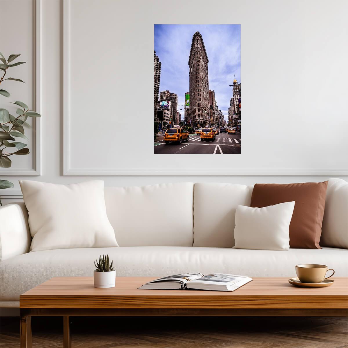 Taxi Cabs Near the Flatiron Building | New York City Photography | Urban Street Scene Poster - Photography Poster