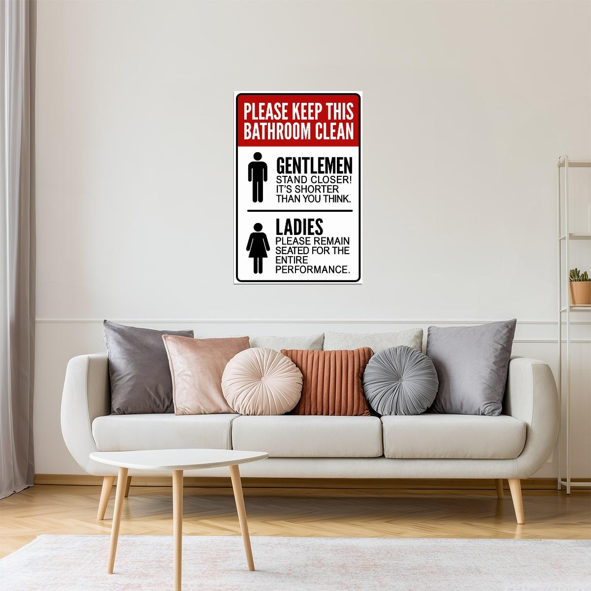 Funny Bathroom Rules Poster | Gentlemen Stand Closer | Restroom Wall Decor