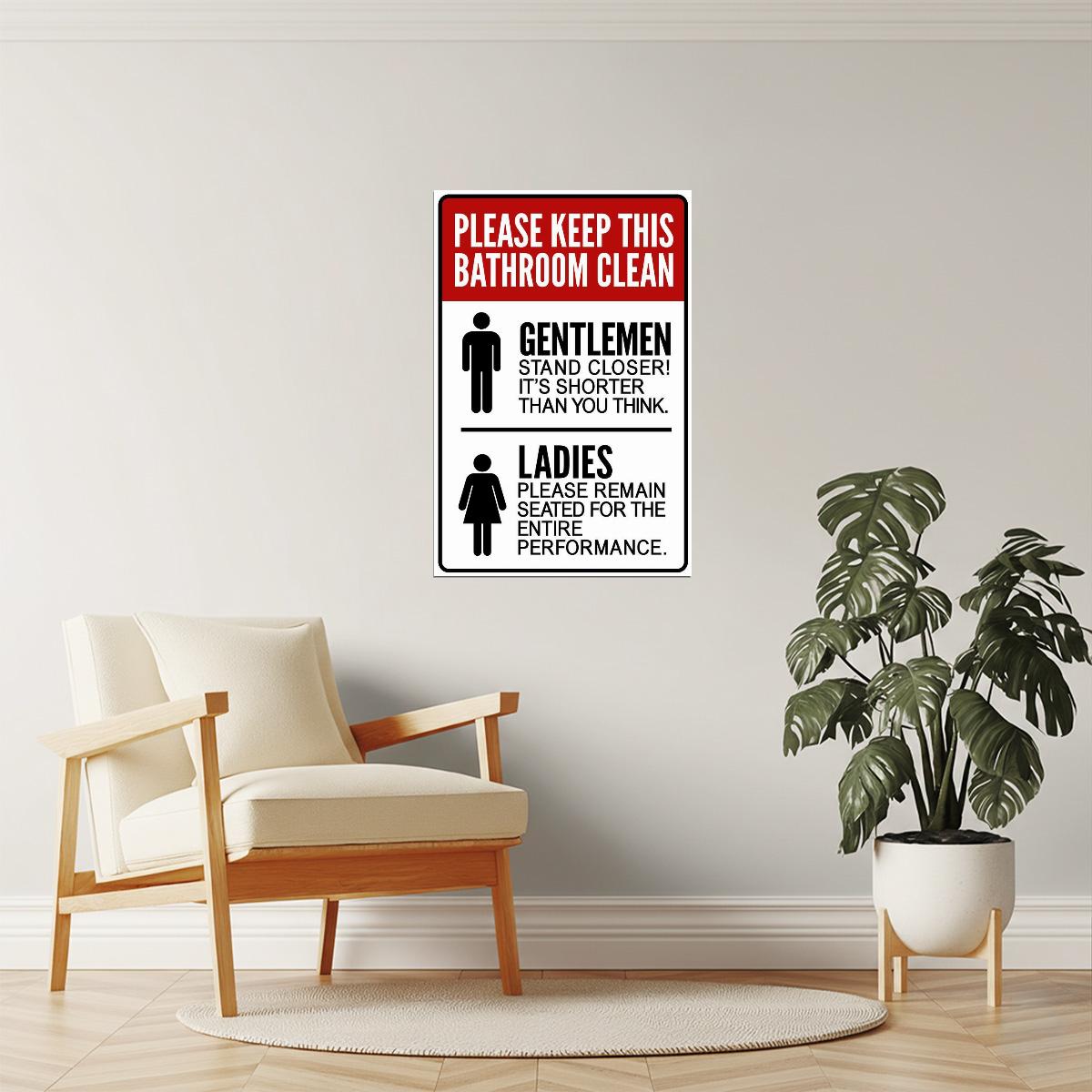 Funny Bathroom Rules Poster | Gentlemen Stand Closer | Restroom Wall Decor