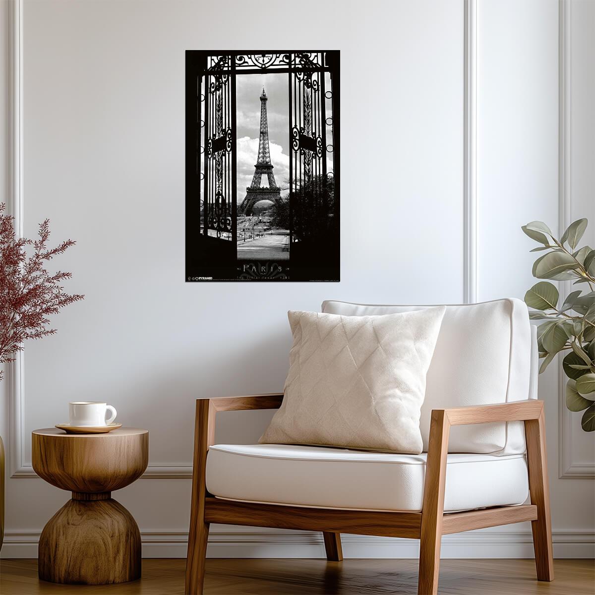 Eiffel Tower Through the Gates 1909 | Vintage Black and White Photo | Paris History Poster - Vintage & Retro Poster