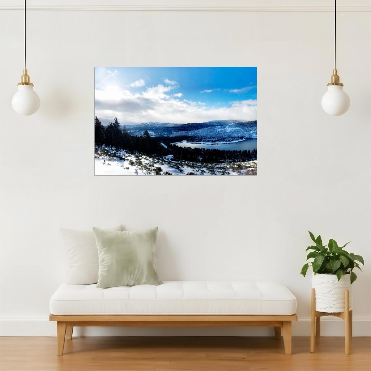 Winter at Donner Lake Poster | Tahoe Snowy Mountain Photography | Landscape Wall Art