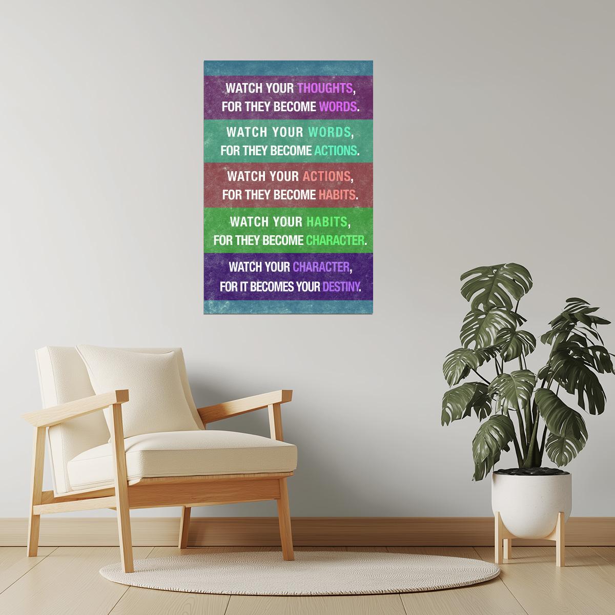 Watch Your Thoughts | Motivational Poster (Rainbow Text)