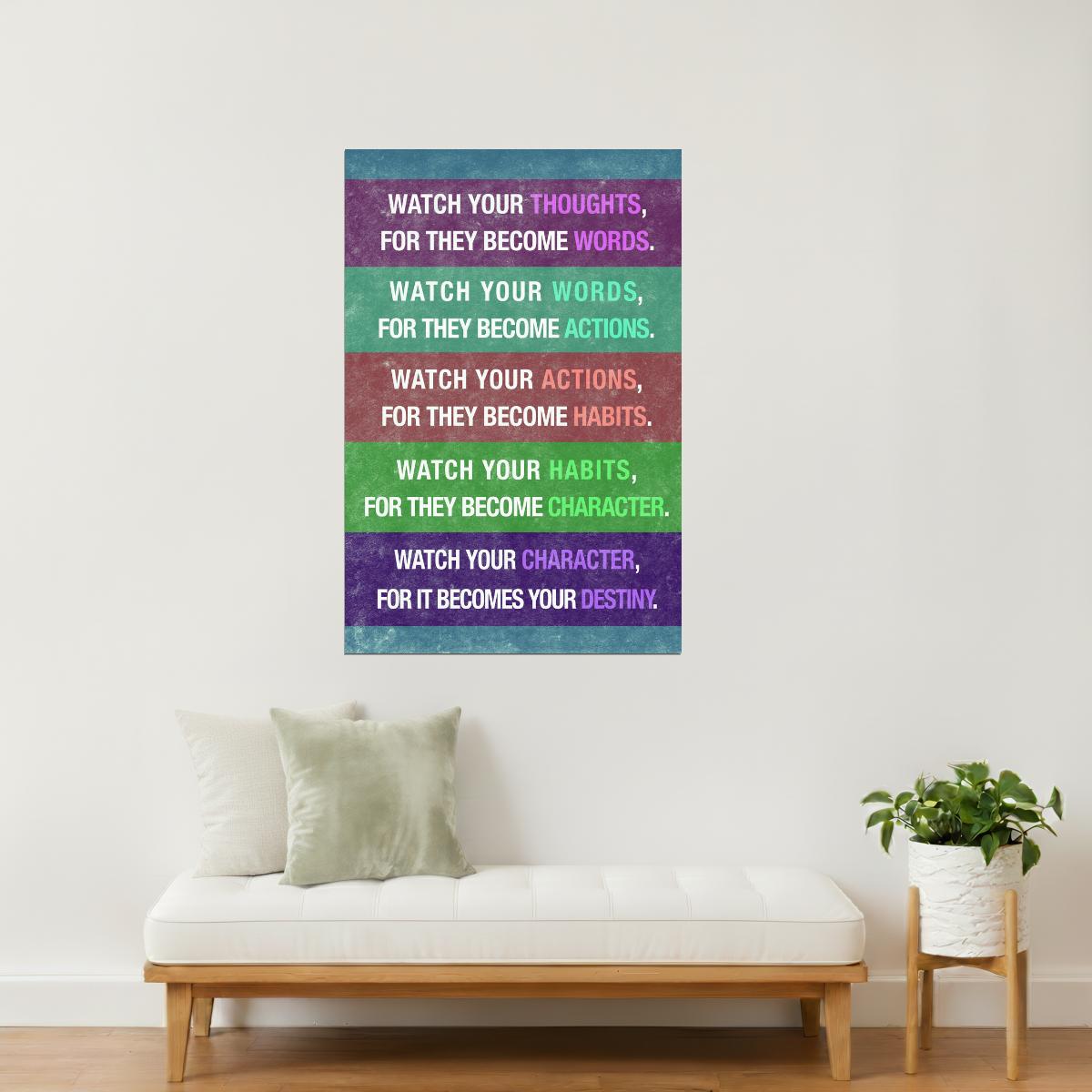 Watch Your Thoughts | Motivational Poster (Rainbow Text)