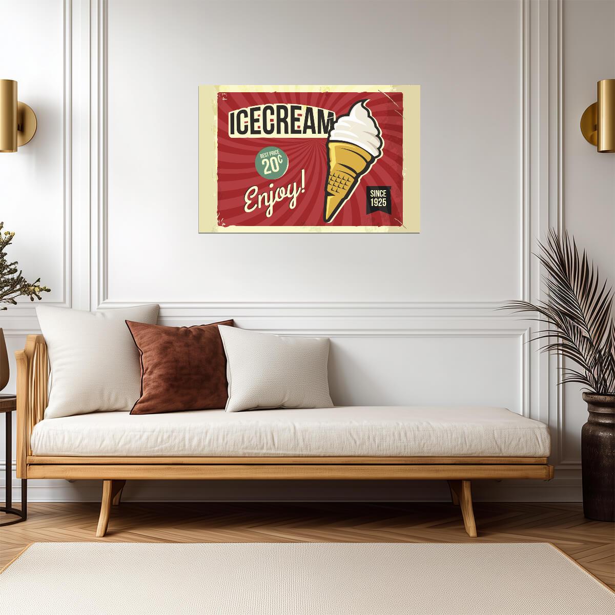 Vintage Ice Cream Advertisement | Retro Kitchen & Diner Poster | "Enjoy Since 1925" Art - Graphic & Art Poster