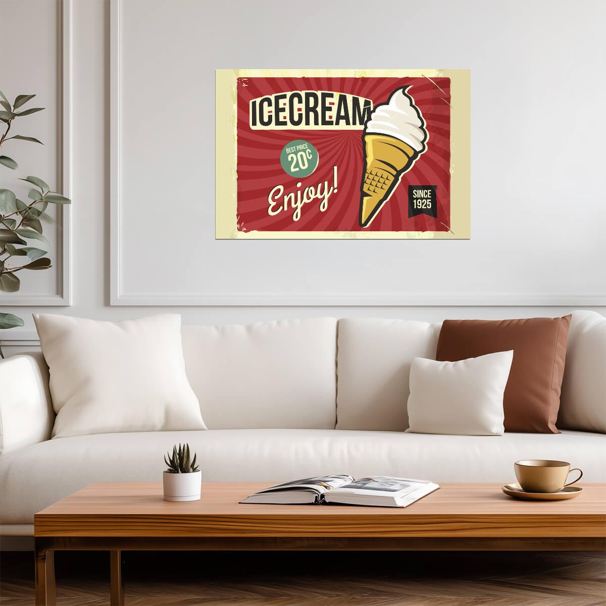 Vintage Ice Cream Advertisement | Retro Kitchen & Diner Poster | "Enjoy Since 1925" Art - Graphic & Art Poster