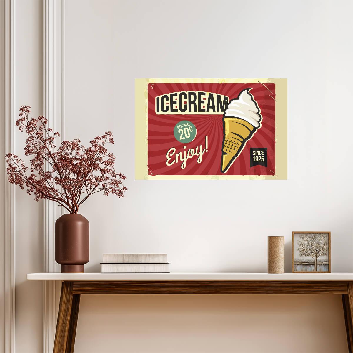 Vintage Ice Cream Advertisement | Retro Kitchen & Diner Poster | "Enjoy Since 1925" Art - Graphic & Art Poster