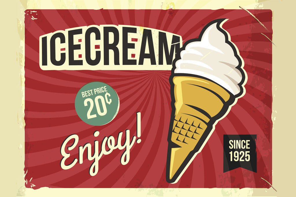 Vintage Ice Cream Advertisement | Retro Kitchen & Diner Poster | "Enjoy Since 1925" Art - Graphic & Art Poster