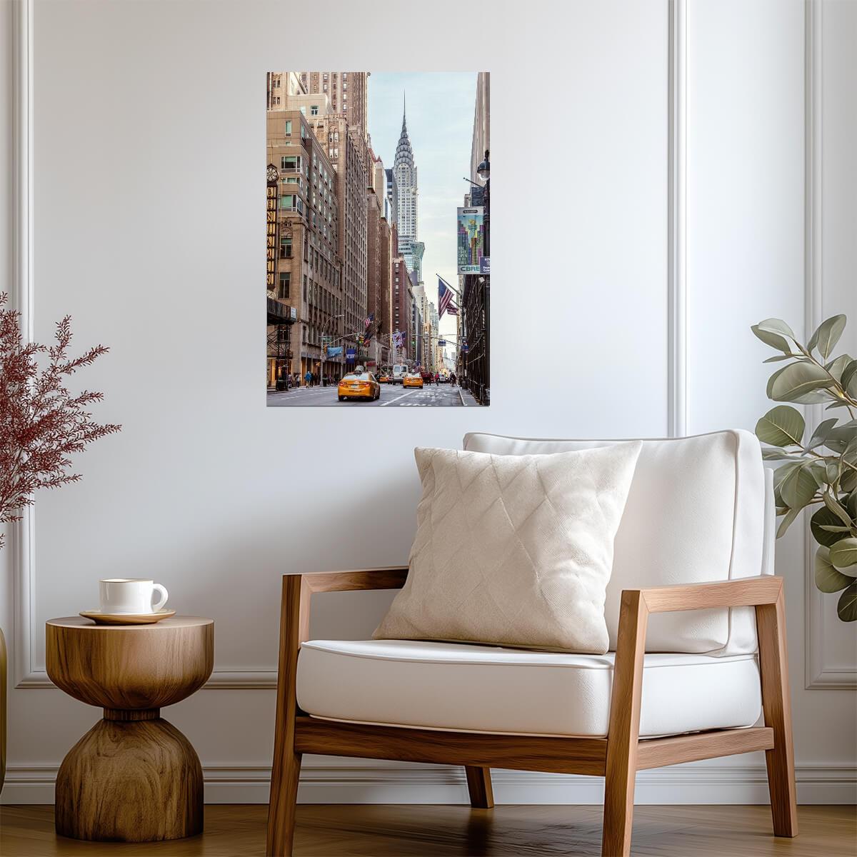 New York City Street View with Art Deco Skyscraper | Urban Photography | Manhattan Cityscape Poster - Photography Poster