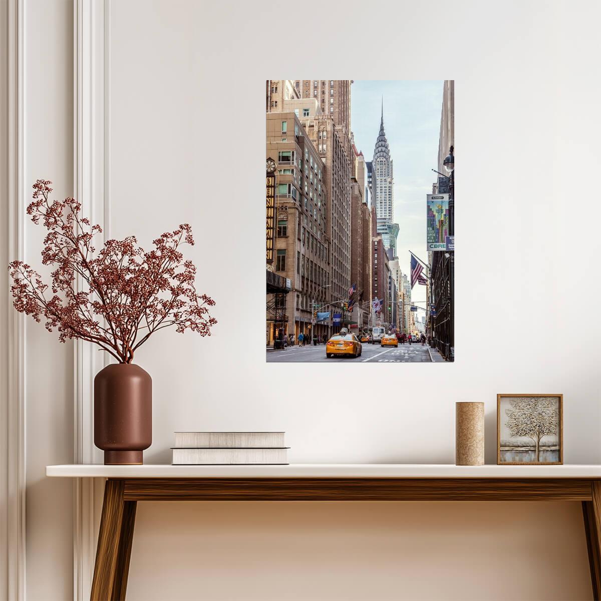 New York City Street View with Art Deco Skyscraper | Urban Photography | Manhattan Cityscape Poster - Photography Poster