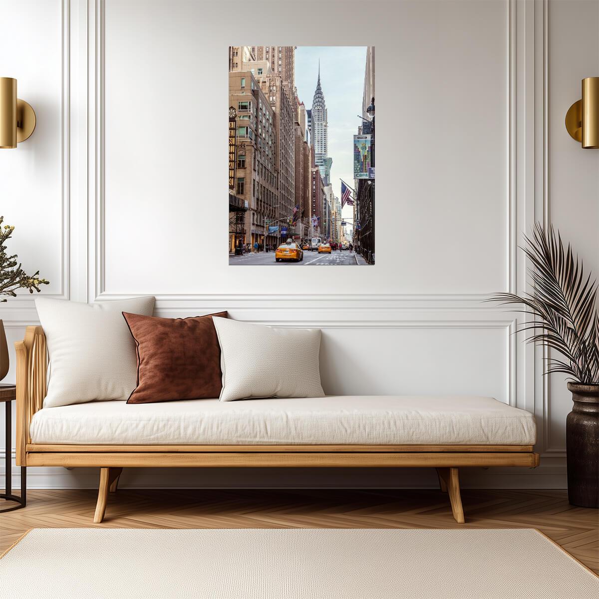 New York City Street View with Art Deco Skyscraper | Urban Photography | Manhattan Cityscape Poster - Photography Poster