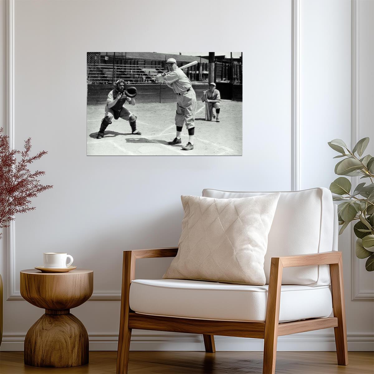 Vintage Baseball Practice | Black and White Photography | Retro Sports Scene Poster - Sports Poster