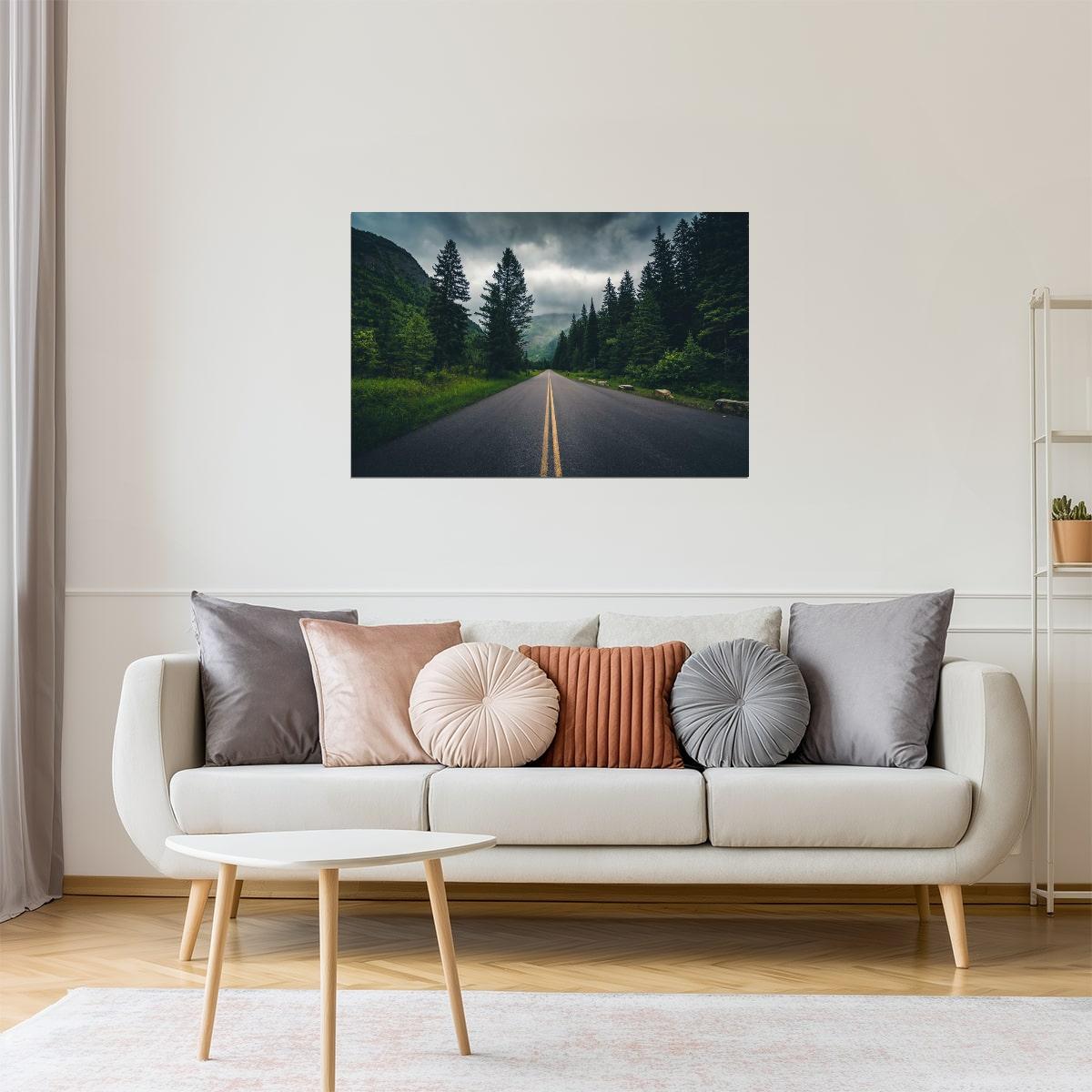 Mountain Forest Road Poster | Nature Photography | Scenic Drive Wall Art