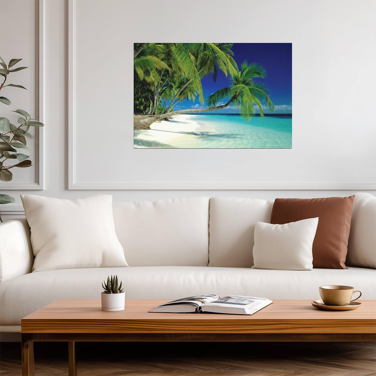 Tropical Beach in the Maldives | Polynesian Seascape Photography | Paradise Wall Art Poster - Photography Poster