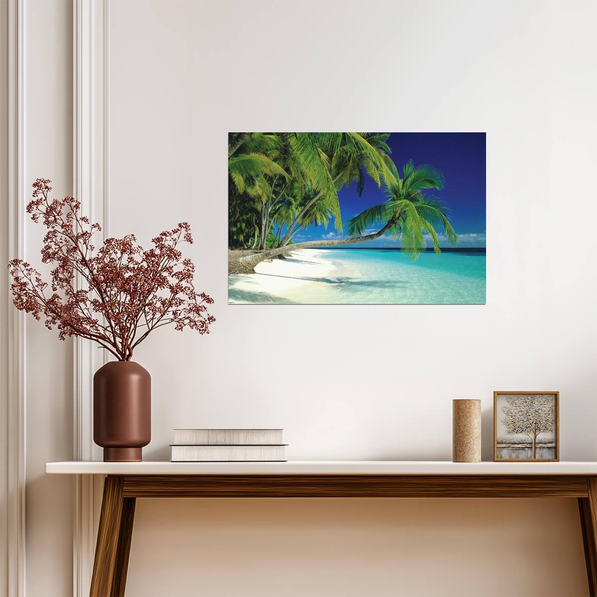 Tropical Beach in the Maldives | Polynesian Seascape Photography | Paradise Wall Art Poster - Photography Poster