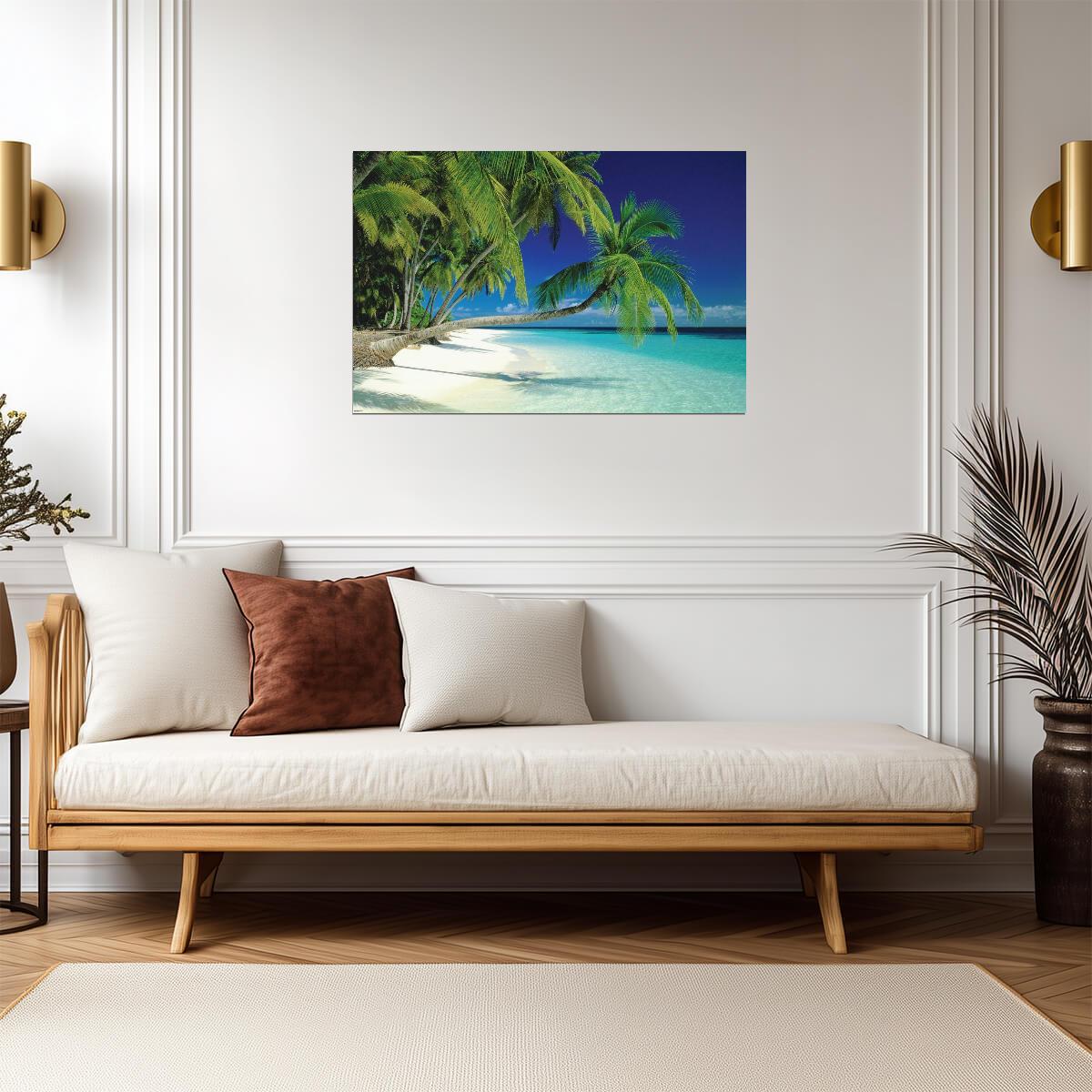 Tropical Beach in the Maldives | Polynesian Seascape Photography | Paradise Wall Art Poster - Photography Poster