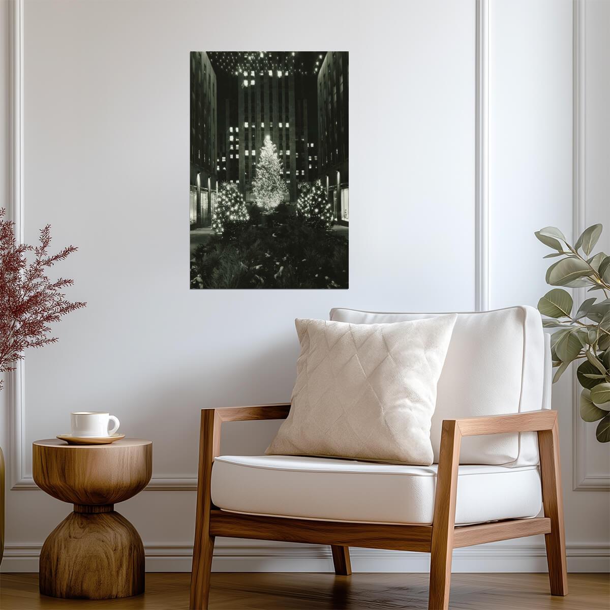 Rockefeller Center at Christmas | Vintage New York City Photo | Black and White Holiday Poster - Vintage & Retro Poster