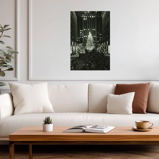 Rockefeller Center at Christmas | Vintage New York City Photo | Black and White Holiday Poster - Vintage & Retro Poster