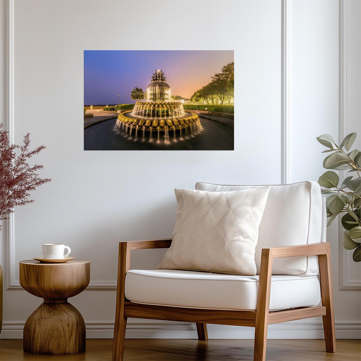 Pineapple Fountain at Waterfront Park | Charleston South Carolina | City Landmark Poster - Photography Poster