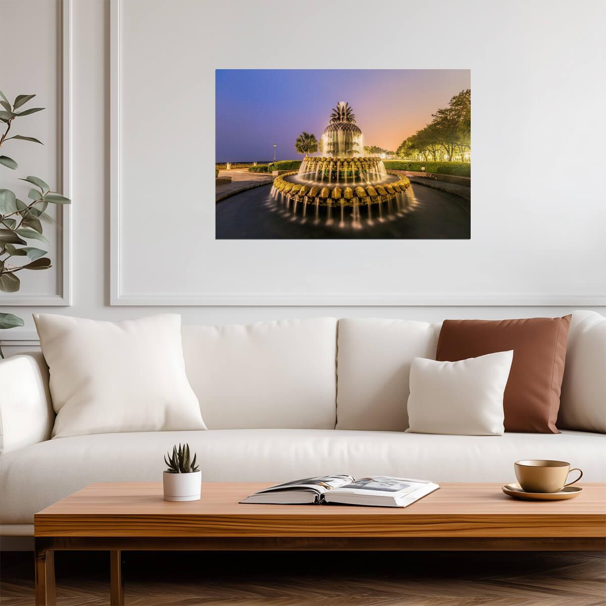 Pineapple Fountain at Waterfront Park | Charleston South Carolina | City Landmark Poster - Photography Poster
