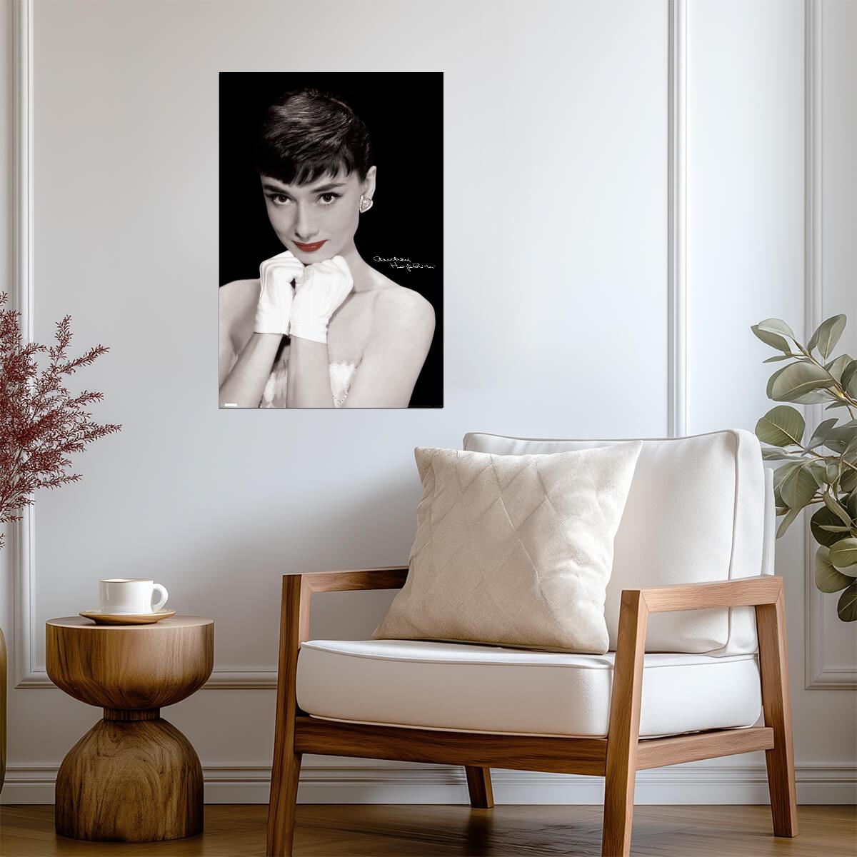 Audrey Hepburn | Black and White Portrait | Classic Fashion Poster