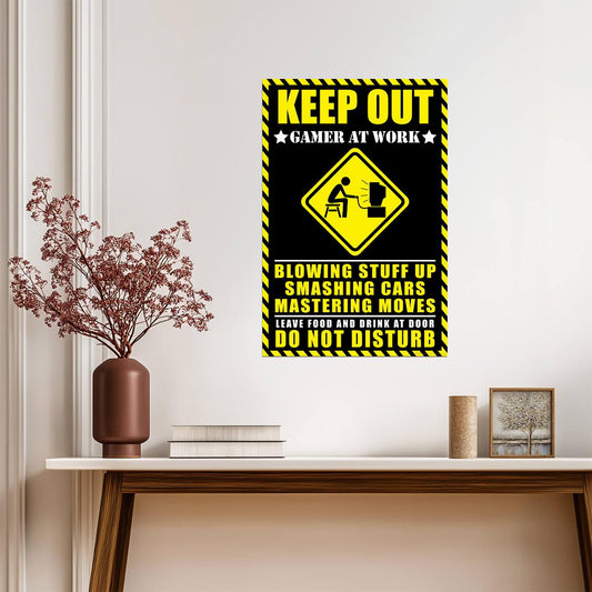 Keep Out Gamer At Work | Funny Warning Sign Poster | Gaming Room Door Decor - Type & Quotes Poster