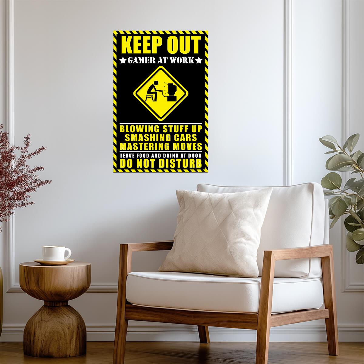 Keep Out Gamer At Work | Funny Warning Sign Poster | Gaming Room Door Decor - Type & Quotes Poster