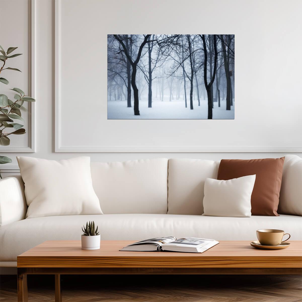 Winter Forest in Fog | Black and White Photography | Moody Nature Poster - Photography Poster