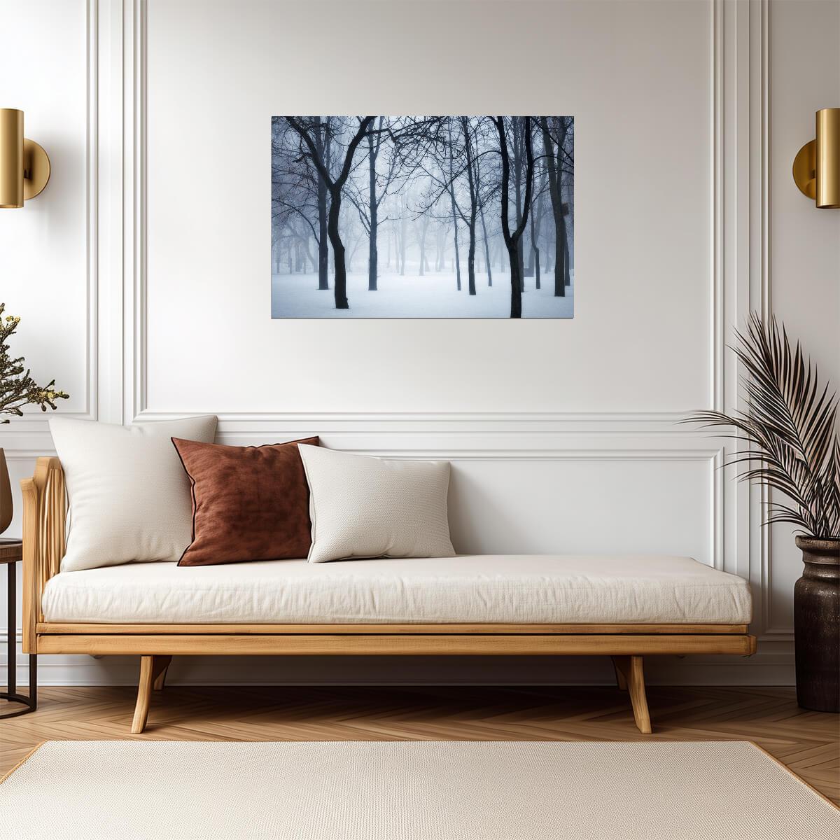 Winter Forest in Fog | Black and White Photography | Moody Nature Poster - Photography Poster