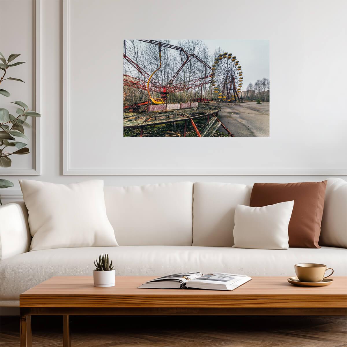 Abandoned Ferris Wheel in Chernobyl | Pripyat Photography | Urbex Poster - Photography Poster