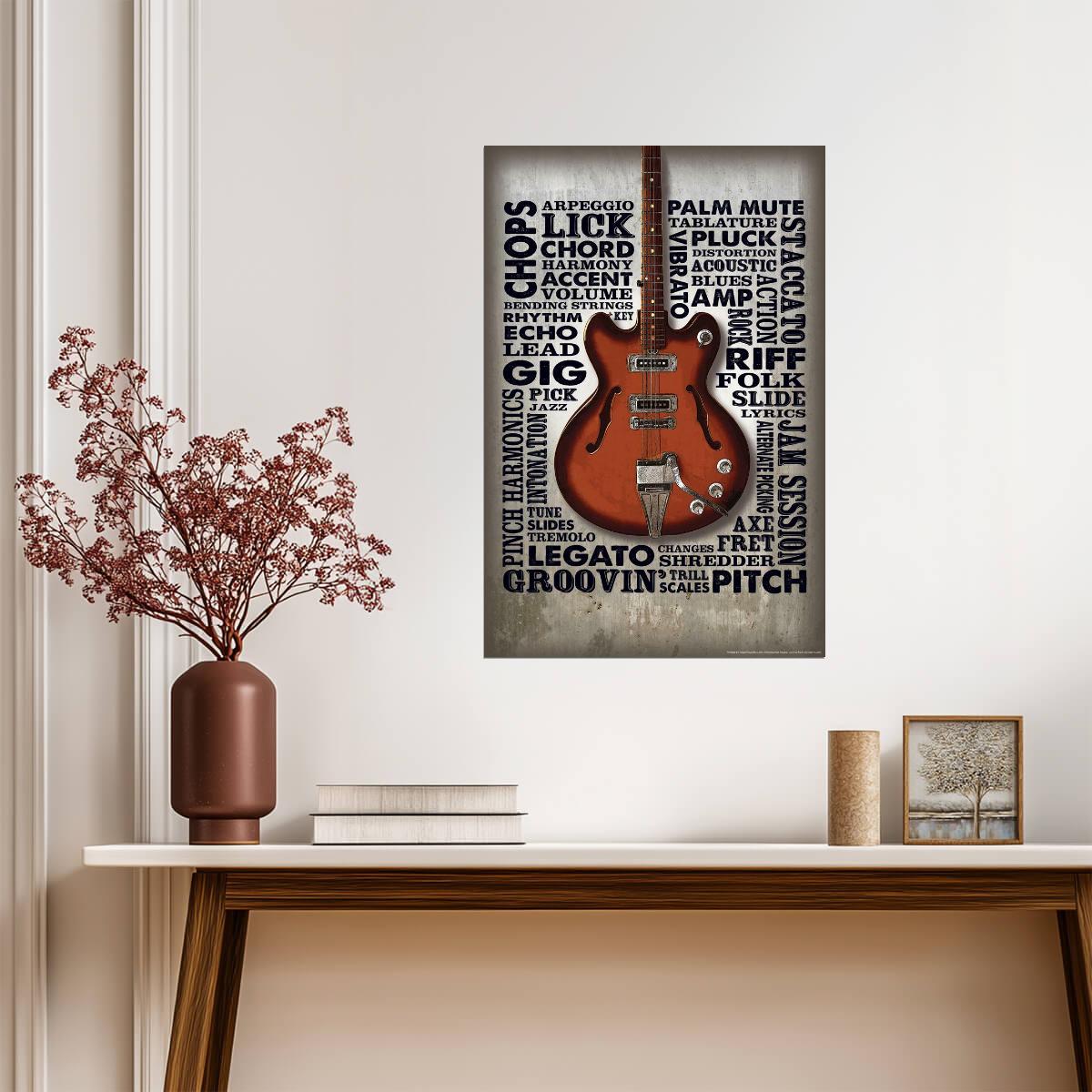 Guitar Riffs Themed Word Cloud | Music Typography Poster | Wall Art for Guitarists - Music Poster