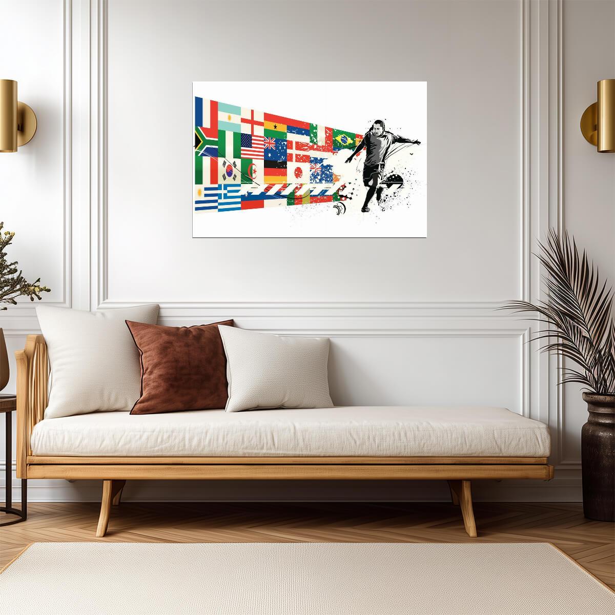 Soccer National Team Flags | International Football Art | Sports Fan Poster