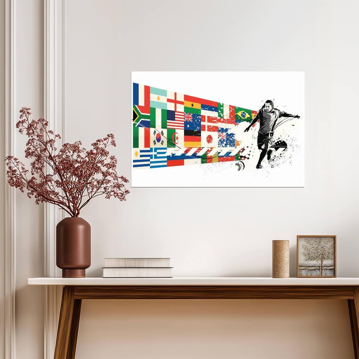 Soccer National Team Flags | International Football Art | Sports Fan Poster