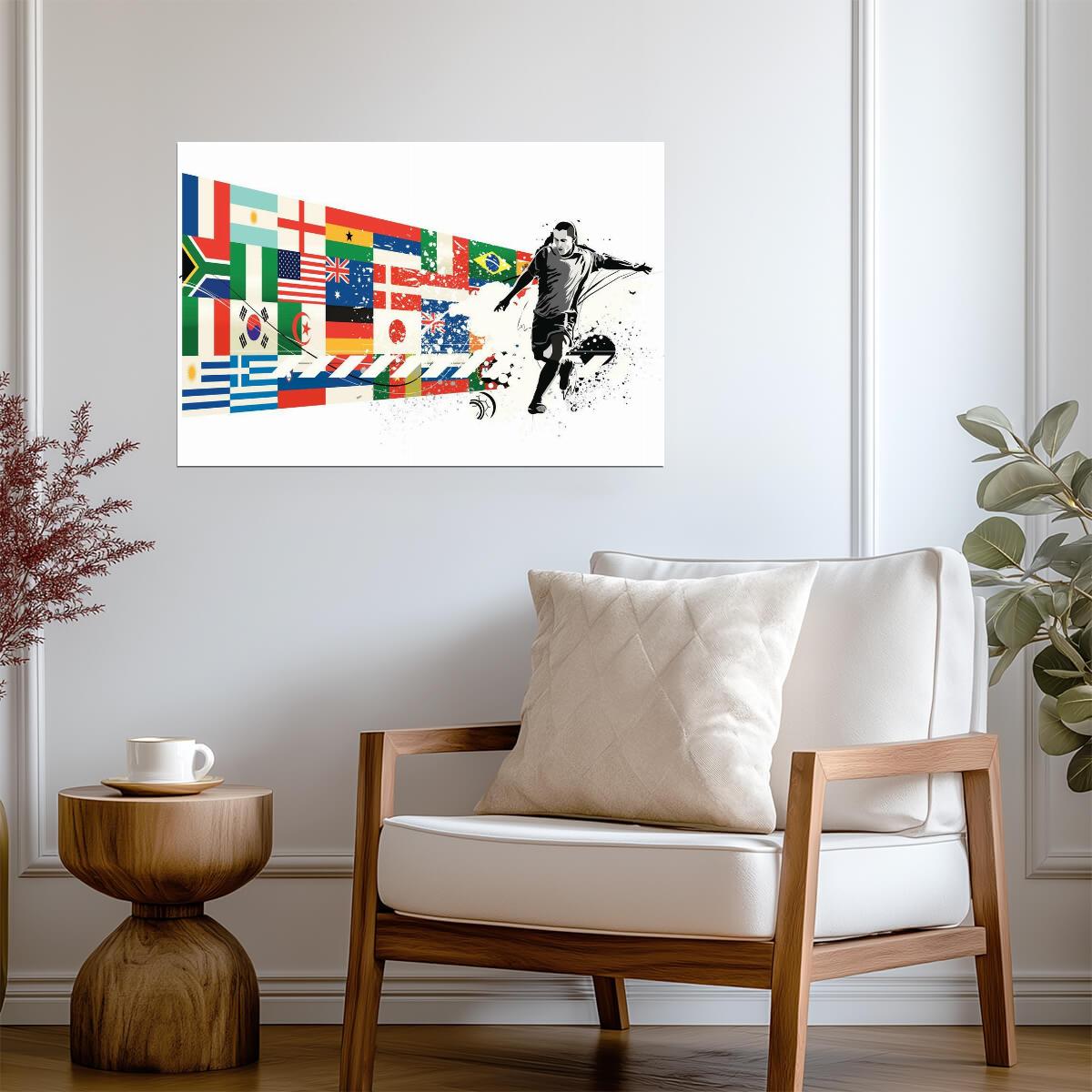 Soccer National Team Flags | International Football Art | Sports Fan Poster