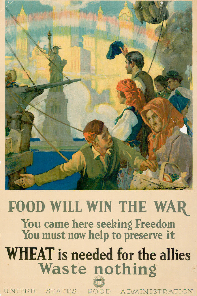 "Food Will Win The War" | WWI Wheat Conservation Poster | Vintage Propaganda Art - Vintage & Retro Poster