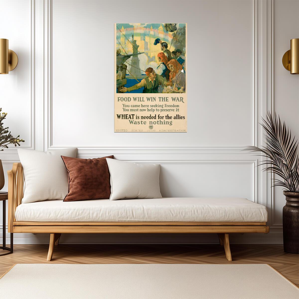 "Food Will Win The War" | WWI Wheat Conservation Poster | Vintage Propaganda Art - Vintage & Retro Poster