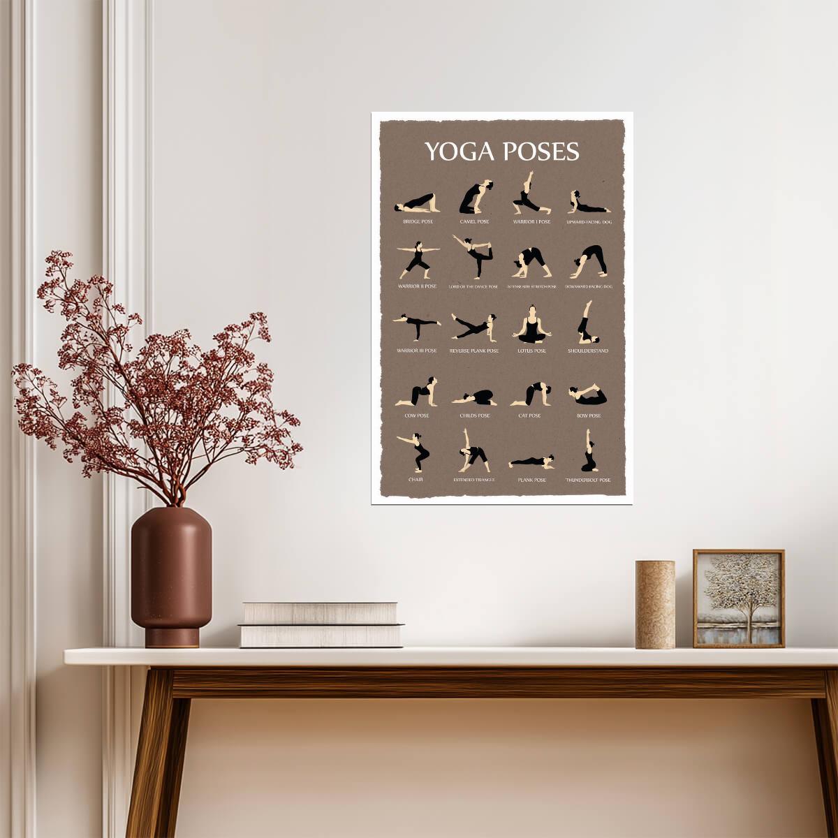 Yoga Poses Reference Chart | Asana Guide Poster | Studio & Home Gym Wall Art - Type & Quotes Poster