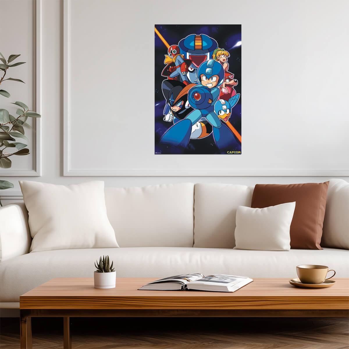 Mega Man in Space | Retro Gaming Poster | 8-Bit Video Game Art - Video Games Poster